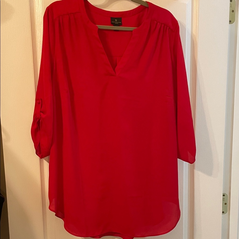 Worthington Bold Red V-Neck Blouse